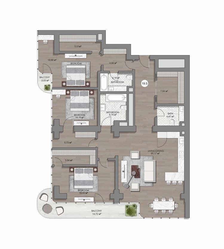 Планировка квартиры 19.5